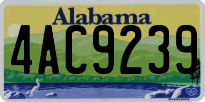 AL license plate 4AC9239