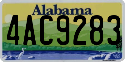 AL license plate 4AC9283