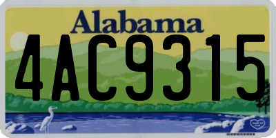 AL license plate 4AC9315