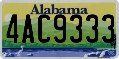 AL license plate 4AC9333