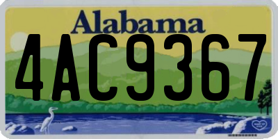 AL license plate 4AC9367