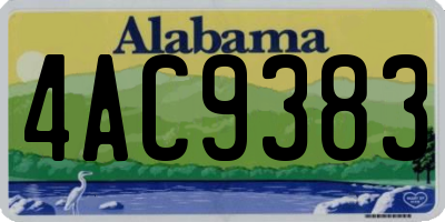 AL license plate 4AC9383