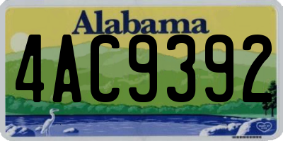 AL license plate 4AC9392