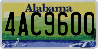 AL license plate 4AC9600