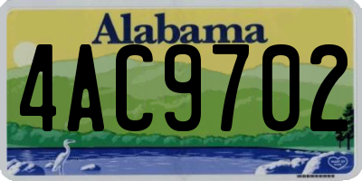 AL license plate 4AC9702