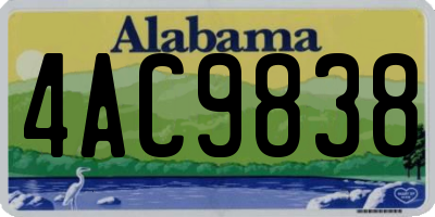 AL license plate 4AC9838