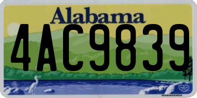 AL license plate 4AC9839