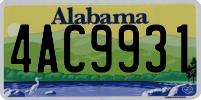 AL license plate 4AC9931