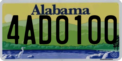 AL license plate 4AD0100