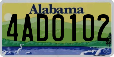 AL license plate 4AD0102