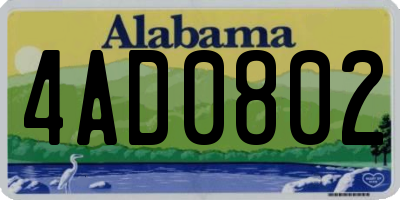 AL license plate 4AD0802