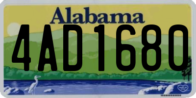 AL license plate 4AD1680