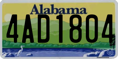 AL license plate 4AD1804
