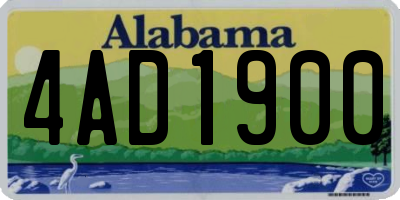 AL license plate 4AD1900