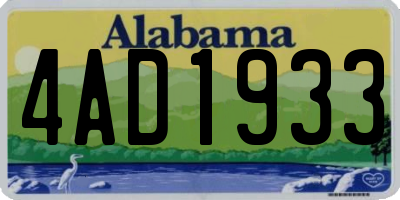 AL license plate 4AD1933