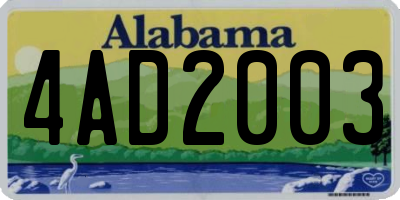 AL license plate 4AD2003