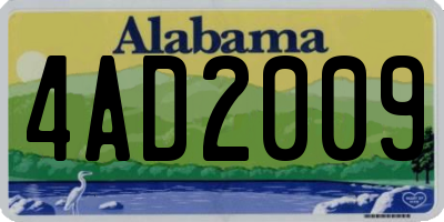 AL license plate 4AD2009