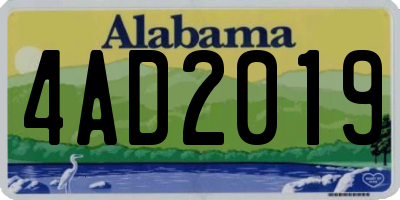 AL license plate 4AD2019