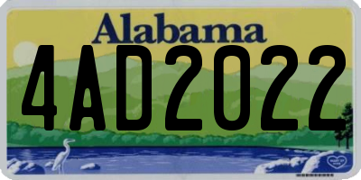 AL license plate 4AD2022
