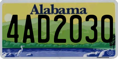 AL license plate 4AD2030