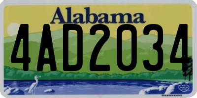 AL license plate 4AD2034
