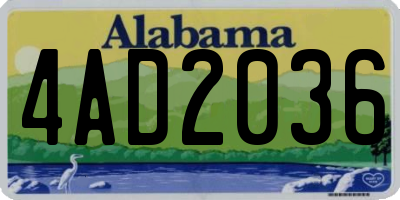 AL license plate 4AD2036