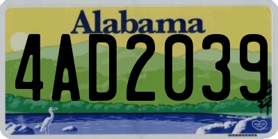 AL license plate 4AD2039