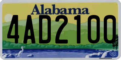 AL license plate 4AD2100