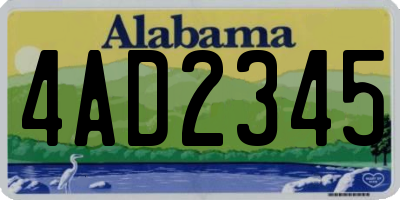 AL license plate 4AD2345