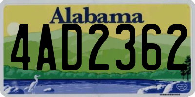 AL license plate 4AD2362