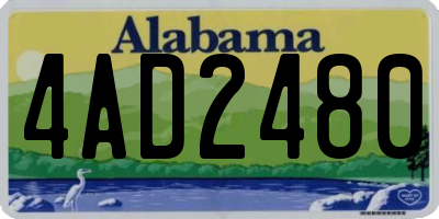 AL license plate 4AD2480