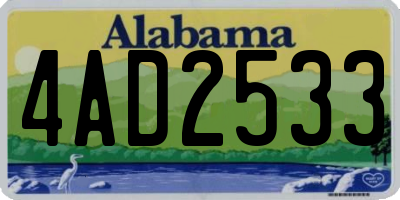 AL license plate 4AD2533
