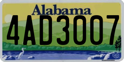 AL license plate 4AD3007