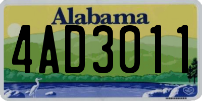 AL license plate 4AD3011