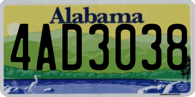 AL license plate 4AD3038