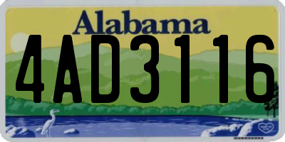 AL license plate 4AD3116
