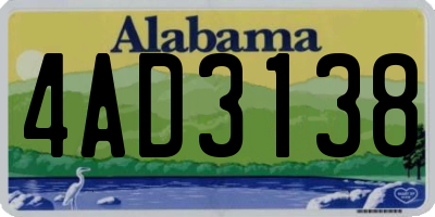 AL license plate 4AD3138