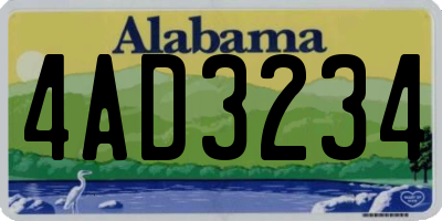 AL license plate 4AD3234