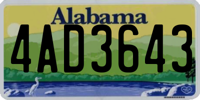 AL license plate 4AD3643