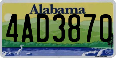 AL license plate 4AD3870