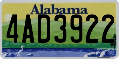 AL license plate 4AD3922