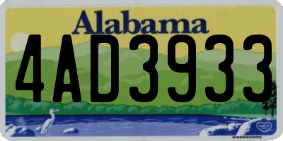 AL license plate 4AD3933