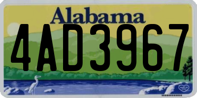AL license plate 4AD3967