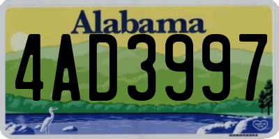 AL license plate 4AD3997