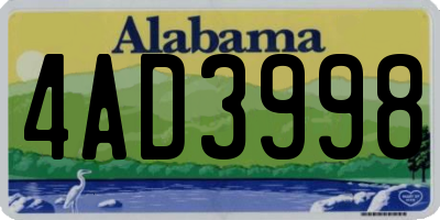 AL license plate 4AD3998