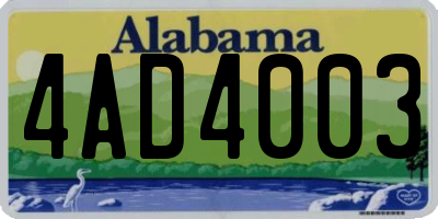 AL license plate 4AD4003