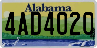 AL license plate 4AD4020