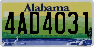 AL license plate 4AD4031