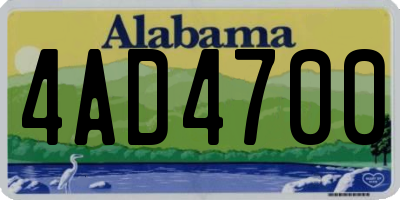 AL license plate 4AD4700