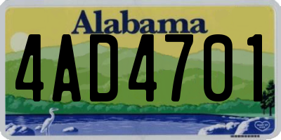 AL license plate 4AD4701